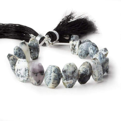 11x9-13.5x9mm Dendritic Opal Side Drilled Faceted Cushion 6 inch 15 beads (ONLINE ORDER ONLY)