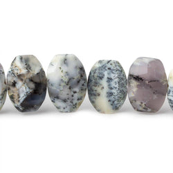 11x9-13.5x9mm Dendritic Opal Side Drilled Faceted Cushion 6 inch 15 beads (ONLINE ORDER ONLY)