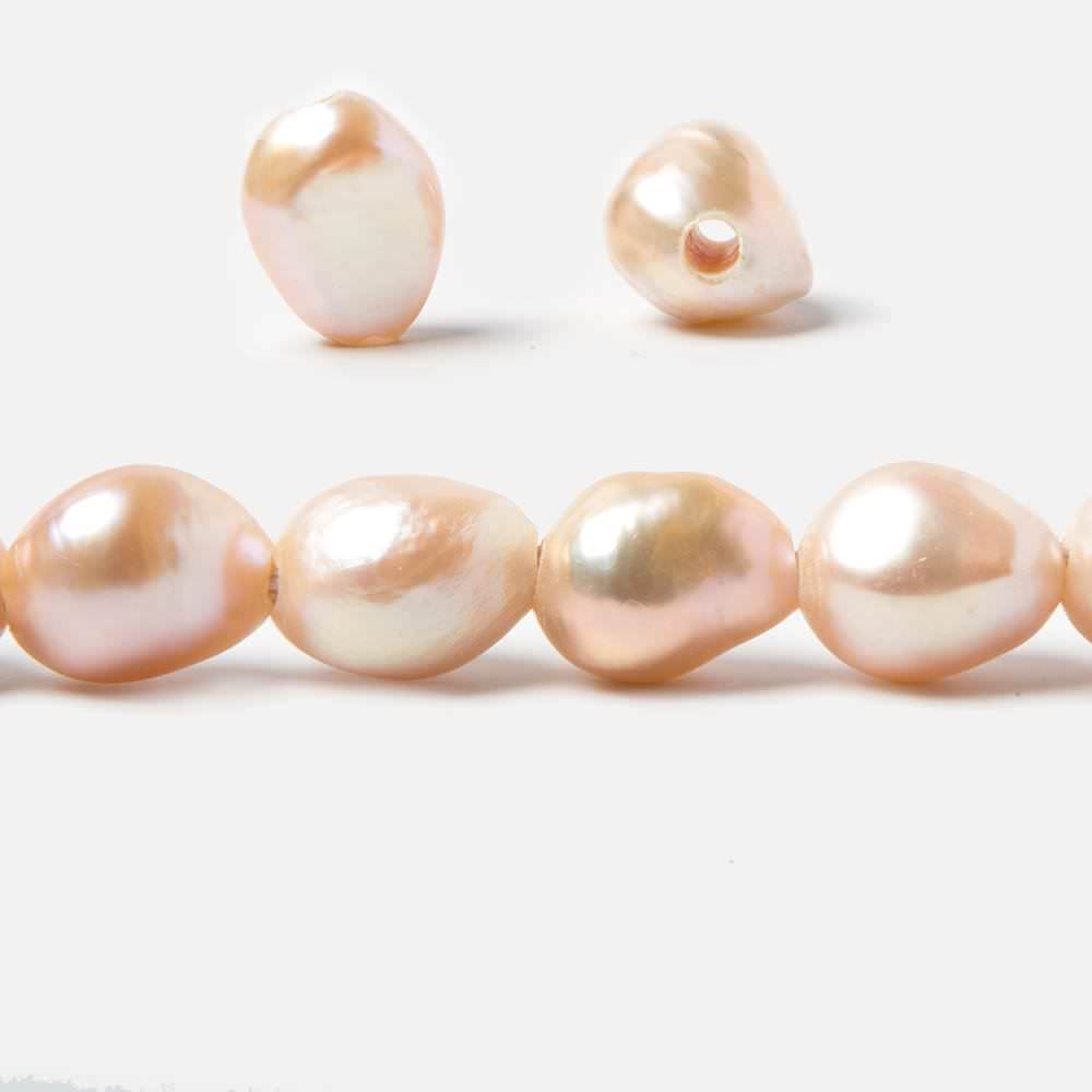 11x9-13x10.5mm Bridal Peach Baroque 2.5mm large hole Pearls 15 in. 33 pcs (ONLINE ORDER ONLY)