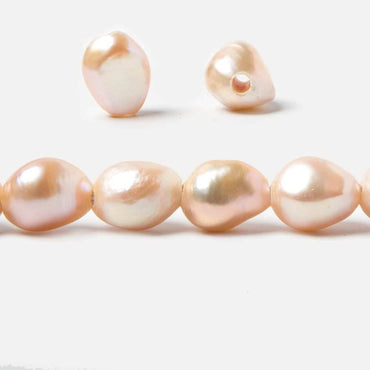 11x9-13x10.5mm Bridal Peach Baroque 2.5mm large hole Pearls 15 in. 33 pcs (ONLINE ORDER ONLY)
