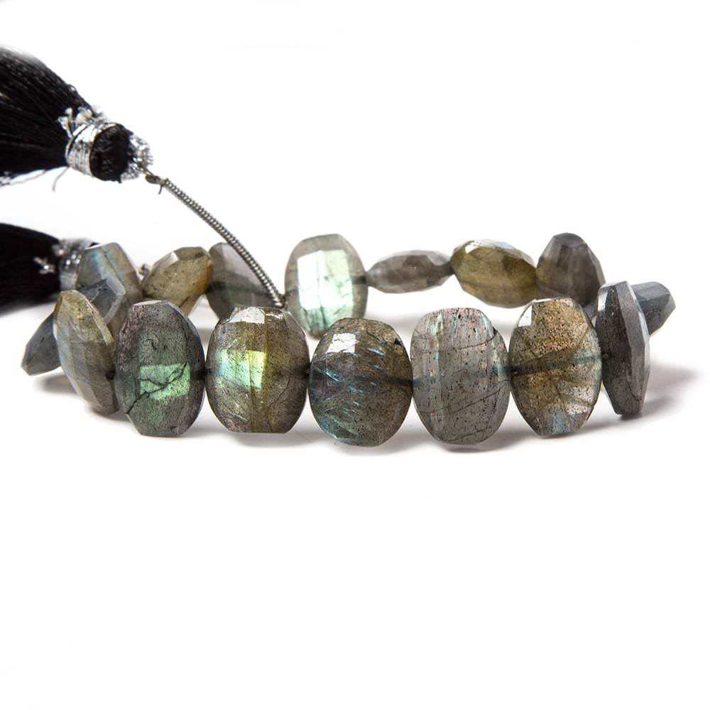 11x9-13x10mm Labradorite side drilled Faceted Cushion Beads 7 inch 16 pieces (ONLINE ORDER ONLY)