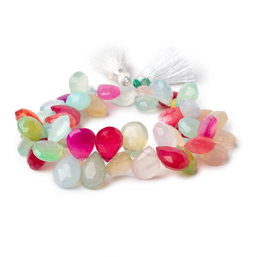 11x9-13x11mm Multi Color Chalcedony Faceted Pears 7.5 inch 45 Beads (ONLINE ORDER ONLY)
