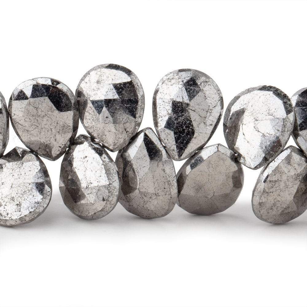 11x9-13x11mm White Pyrite Faceted Pear Beads 7 inch 35 pieces (ONLINE ORDER ONLY)
