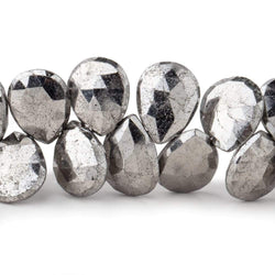 11x9-13x11mm White Pyrite Faceted Pear Beads 7 inch 35 pieces (ONLINE ORDER ONLY)
