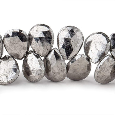 11x9-13x11mm White Pyrite Faceted Pear Beads 7 inch 35 pieces (ONLINE ORDER ONLY)