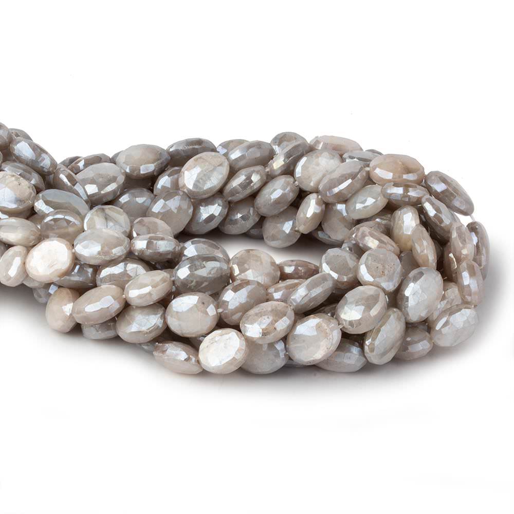 11x9-13x9mm Mystic Light Platinum Grey Moonstone faceted ovals 14 inch 28 beads (ONLINE ORDER ONLY)
