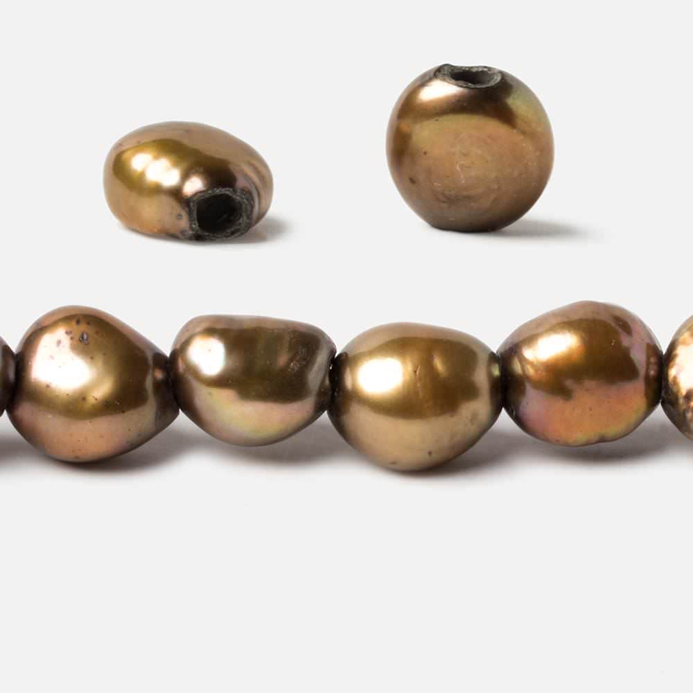 11x9-14x10mm Bronze Baroque 2.5mm large hole Pearls 15 inch 33 pcs (ONLINE ORDER ONLY)