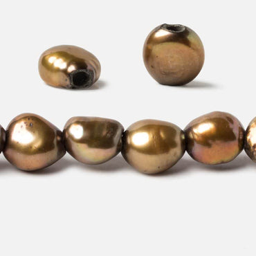 11x9-14x10mm Bronze Baroque 2.5mm large hole Pearls 15 inch 33 pcs (ONLINE ORDER ONLY)