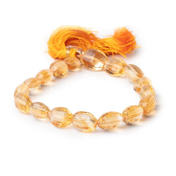 11x9-15x11mm Citrine checkerboard faceted oval Beads 8.5 inch 15 pieces (ONLINE ORDER ONLY)