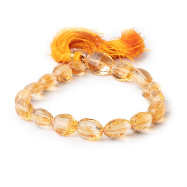 11x9-15x11mm Citrine checkerboard faceted oval Beads 8.5 inch 15 pieces (ONLINE ORDER ONLY)