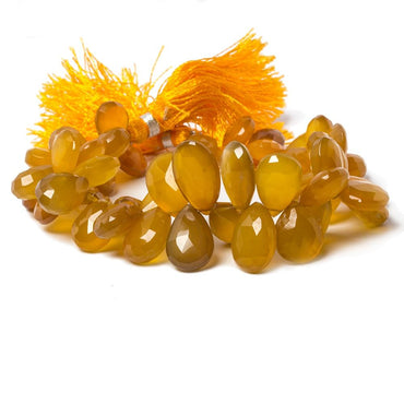 11x9-16x10mm Mustard Yellow Chalcedony Faceted Pear Beads 8 inch 55 pieces (ONLINE ORDER ONLY)