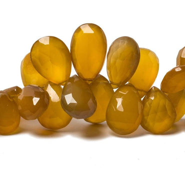 11x9-16x10mm Mustard Yellow Chalcedony Faceted Pear Beads 8 inch 55 pieces (ONLINE ORDER ONLY)