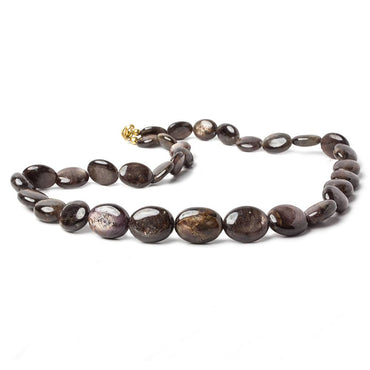 11x9-16x13mm Chocolate Sapphire plain oval Necklace Brass Lobster Clasp 17 inch (ONLINE ORDER ONLY)