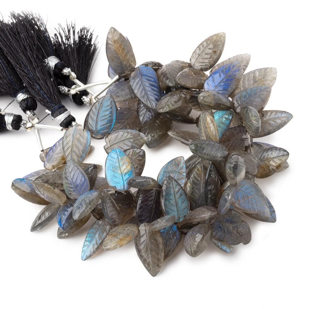 11x7-16x9mm Labradorite hand carved leaf beads 6 inch 38 pieces AAA (ONLINE ORDER ONLY)