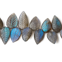 11x7-16x9mm Labradorite hand carved leaf beads 6 inch 38 pieces AAA (ONLINE ORDER ONLY)