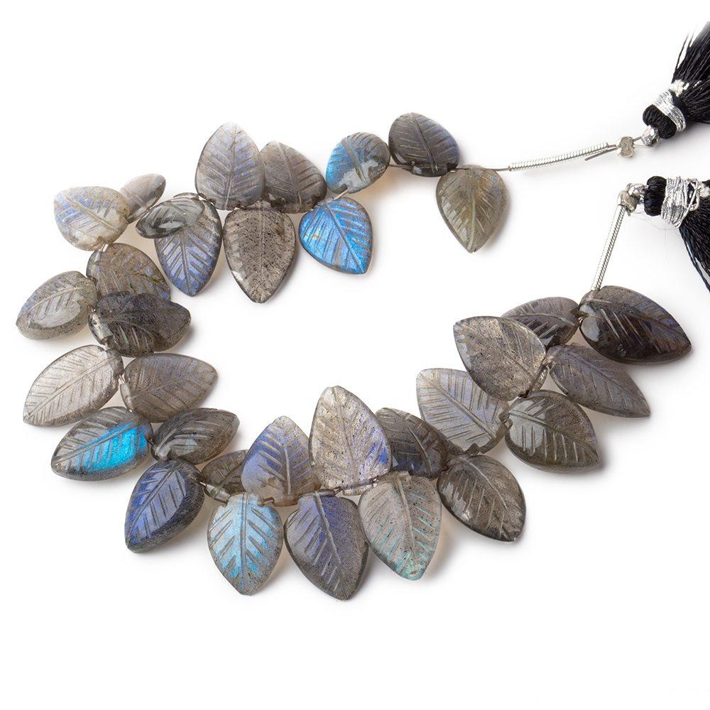 11x7-16x9mm Labradorite hand carved leaf beads 6 inch 38 pieces AAA (ONLINE ORDER ONLY)