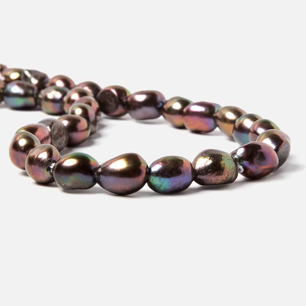 11x9.5-12.5x10mm Metallic Peacock Baroque 2.5mm large hole Pearl 15 in. 30 pcs (ONLINE ORDER ONLY)
