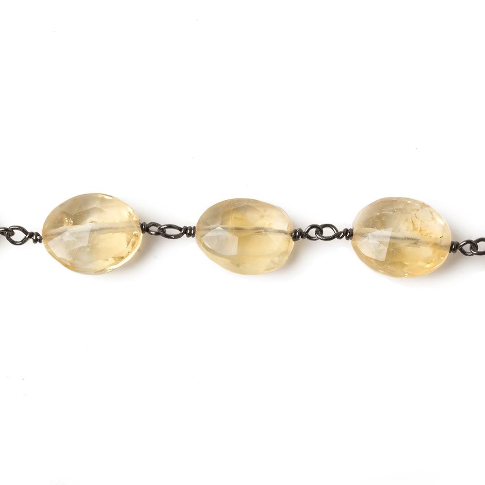 Citrine faceted oval Black Gold over .925 Silver Chain by the foot 19 beads (ONLINE ORDER ONLY)