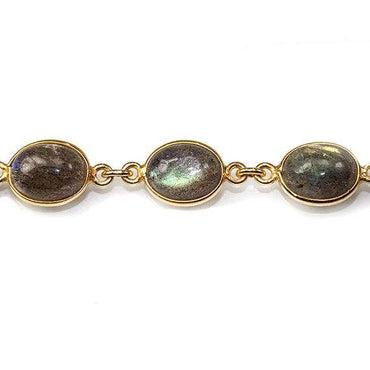 11x9mm Labradorite Vermeil Bezel Chain - LOT of 2 Feet (ONLINE ORDER ONLY)
