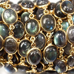 11x9mm Labradorite Vermeil Bezel Chain - LOT of 2 Feet (ONLINE ORDER ONLY)