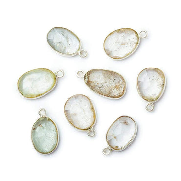 11x9mm Sterling Silver .925 Bezel Rutilated Quartz Faceted Nugget Cabochon Pendant 1 piece (ONLINE ORDER ONLY)