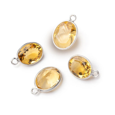 11x9mm Sterling Silver Bezel Citrine Pavilion Faceted Oval Pendant 1 piece (ONLINE ORDER ONLY)