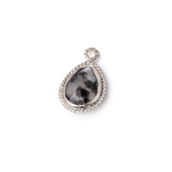 11x9mm Sterling Silver Rope Bezel Dendritic Opal Faceted Pear 1 Pendant (ONLINE ORDER ONLY)