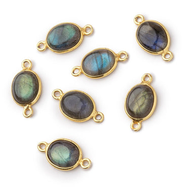 11x9mm Vermeil Bezel Labradorite Oval Cabochon Connector 1 piece (ONLINE ORDER ONLY)