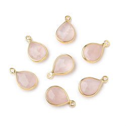 11x9mm Vermeil Bezel Rose Quartz Faceted Pear Pendant 1 piece (ONLINE ORDER ONLY)