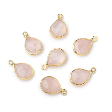 11x9mm Vermeil Bezel Rose Quartz Faceted Pear Pendant 1 piece (ONLINE ORDER ONLY)