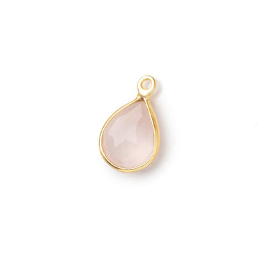 11x9mm Vermeil Bezel Rose Quartz Faceted Pear Pendant 1 piece (ONLINE ORDER ONLY)