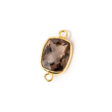 11x9mm Vermeil Bezel Smoky Quartz Pavilion Faceted Rectangle Connector 1 piece (ONLINE ORDER ONLY)