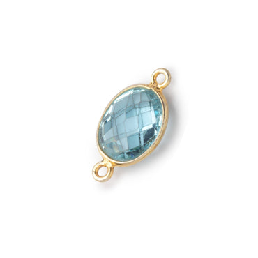 11x9mm Vermeil Bezel Swiss Blue Topaz faceted oval Connector 1 piece (ONLINE ORDER ONLY)