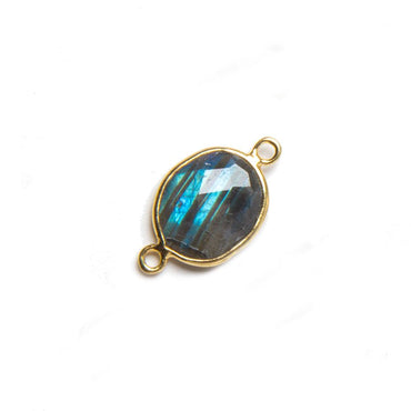 11x9mm Vermeil Bezeled Labradorite faceted nugget Connector 1 piece (ONLINE ORDER ONLY)