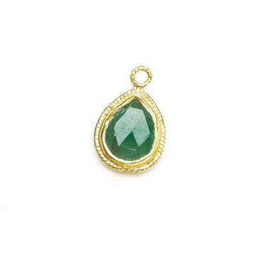 11x9mm Vermeil Twist Rope Bezel Emerald Faceted Pear Pendant 1 piece (ONLINE ORDER ONLY)