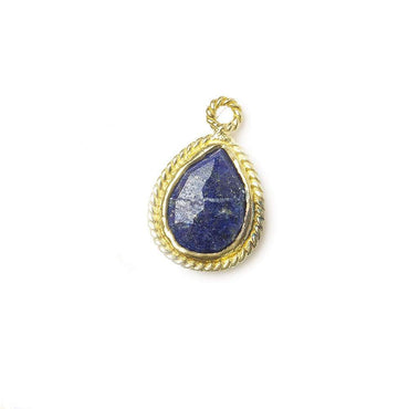 11x9mm Vermeil Twist Rope Bezel Lapis Lazuli Faceted Pear Pendant 1 piece (ONLINE ORDER ONLY)