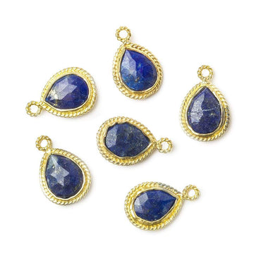 11x9mm Vermeil Twist Rope Bezel Lapis Lazuli Faceted Pear Pendant 1 piece (ONLINE ORDER ONLY)