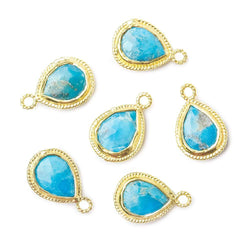 11x9mm Vermeil Twist Rope Bezel Turquoise Howlite Faceted Pear Pendant 1 piece (ONLINE ORDER ONLY)