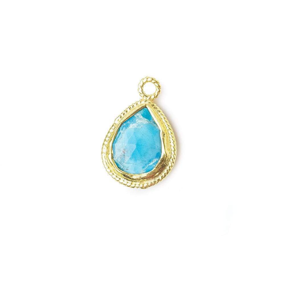 11x9mm Vermeil Twist Rope Bezel Turquoise Howlite Faceted Pear Pendant 1 piece (ONLINE ORDER ONLY)