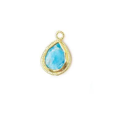 11x9mm Vermeil Twist Rope Bezel Turquoise Howlite Faceted Pear Pendant 1 piece (ONLINE ORDER ONLY)