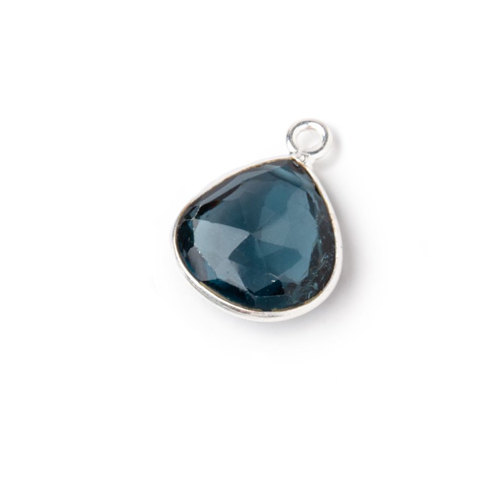 12-12.5mm .925 Silver Bezel London Blue Topaz Faceted Heart Pendant 1 piece AAA (ONLINE ORDER ONLY)