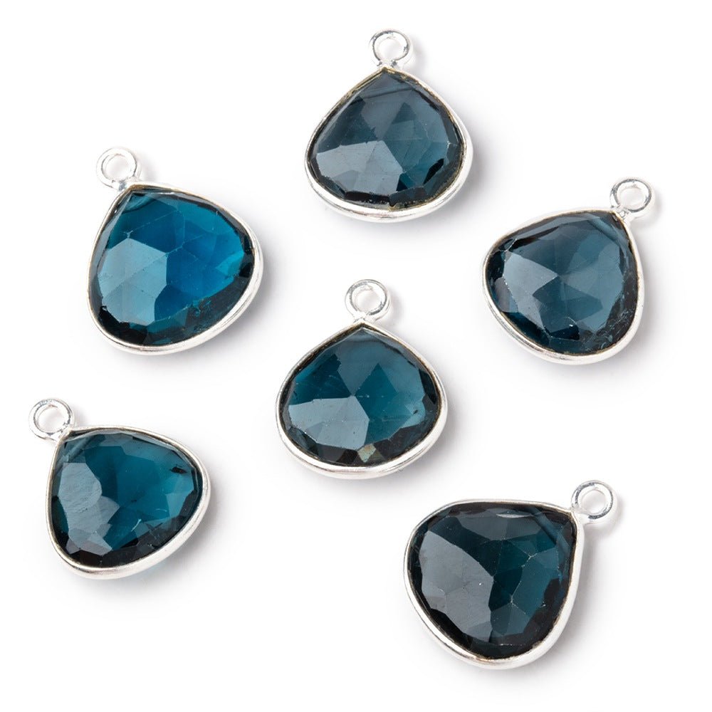 12-12.5mm .925 Silver Bezel London Blue Topaz Faceted Heart Pendant 1 piece AAA (ONLINE ORDER ONLY)