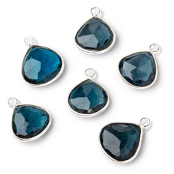 12-12.5mm .925 Silver Bezel London Blue Topaz Faceted Heart Pendant 1 piece AAA (ONLINE ORDER ONLY)