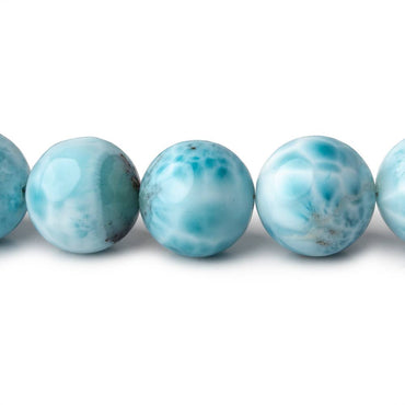 12-12.5mm Larimar Plain Round beads 15 inch 33 pieces AAA (ONLINE ORDER ONLY)