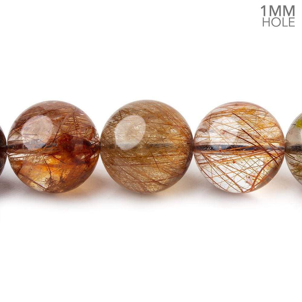 12-12.5mm Multi Rutilated Quartz plain round large hole beads 15.5 inch 32 pieces A (ONLINE ORDER ONLY)