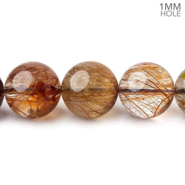12-12.5mm Multi Rutilated Quartz plain round large hole beads 15.5 inch 32 pieces A (ONLINE ORDER ONLY)