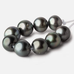 12-12.5mm Silver Peacock Tahitian Large Hole Saltwater Pearls 4 inch 8 pieces (ONLINE ORDER ONLY)