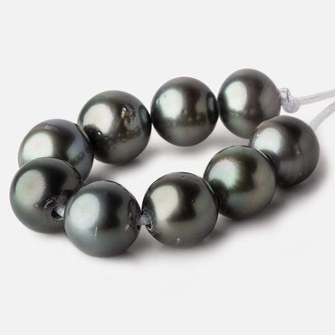 12-12.5mm Silver Peacock Tahitian Large Hole Saltwater Pearls 4 inch 8 pieces (ONLINE ORDER ONLY)
