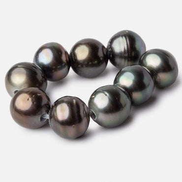 12-12.5mm Tahitian Saltwater 2mm Large Hole Pearls 3.5 inches 8 pieces (ONLINE ORDER ONLY)