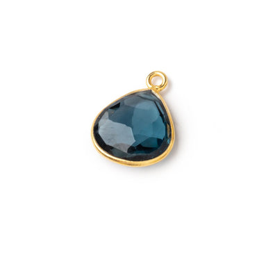 12-12.5mm Vermeil Bezel London Blue Topaz Faceted Heart Pendant 1 piece AAA (ONLINE ORDER ONLY)